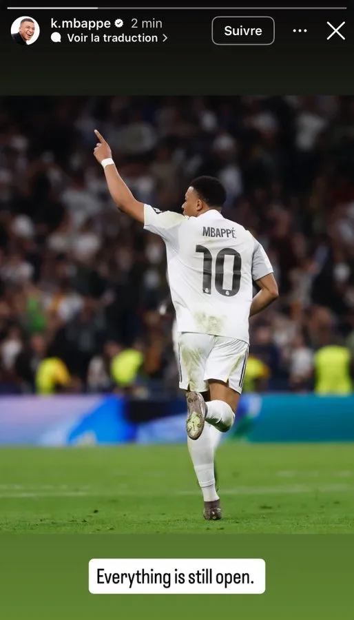 破门难救主,姆巴佩更新社媒鼓励皇马:比赛仍有一切可能